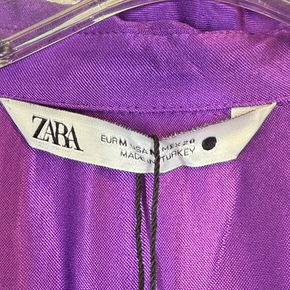 Zara Satin Effect Purple Wrap Dress Mini Medium - Picture 11 of 15